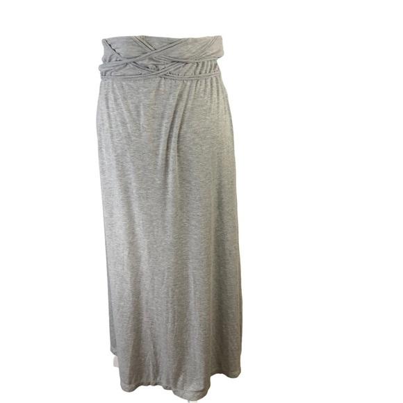 Max Studio Soft Knit Maxi Skirt Women L GreyHeather Added Fabric Detail at Waist - Picture 1 of 7
